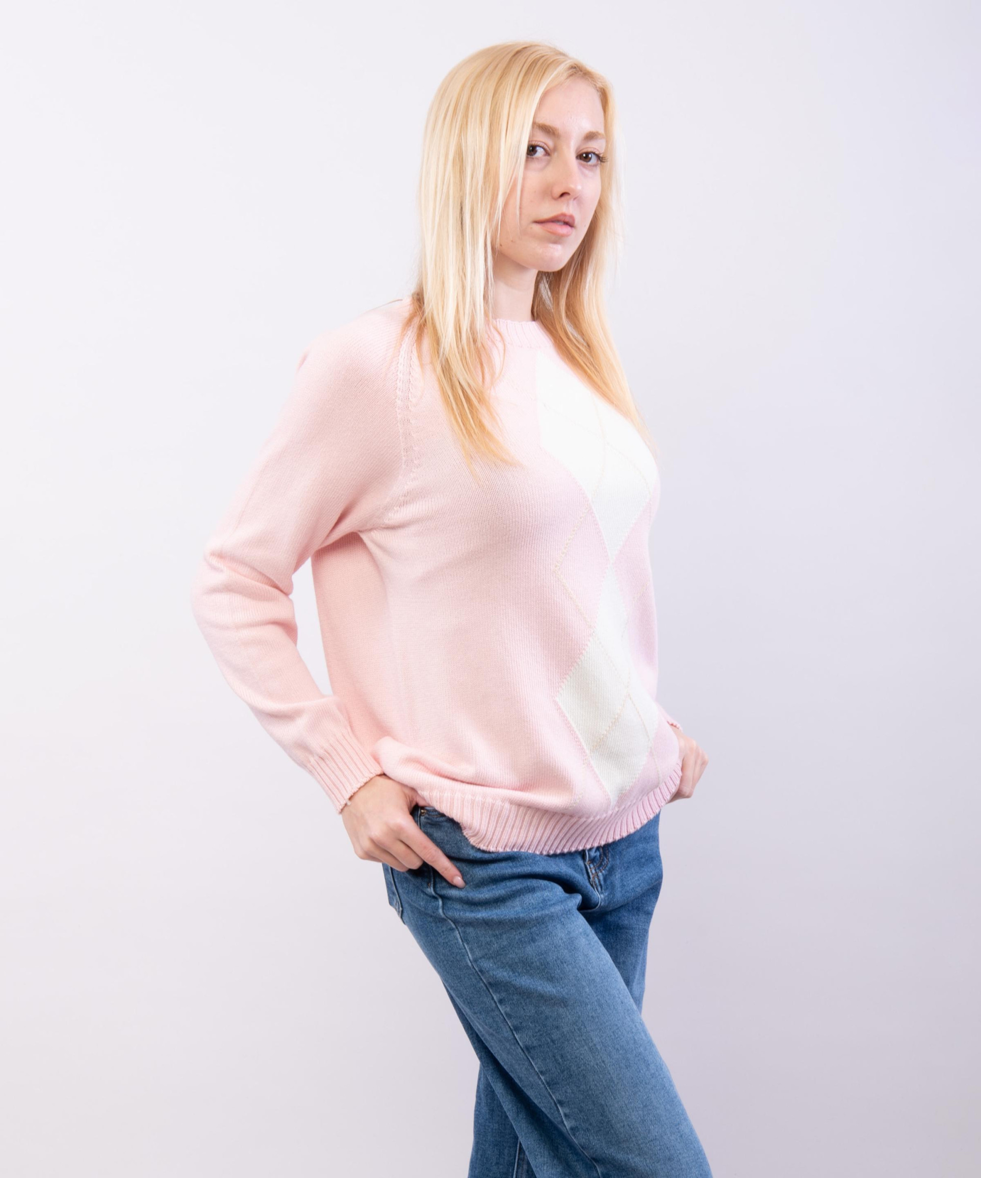 maglia con disegno rombi