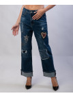Pantaloni Jeans Dritti con Patchwork