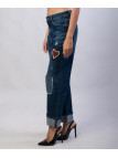 Pantaloni Jeans Dritti con Patchwork