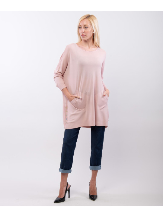 Maglia con tasche e bottoni laterali