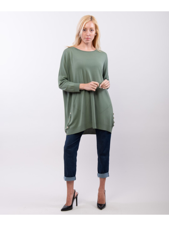 Maglia con tasche e bottoni laterali