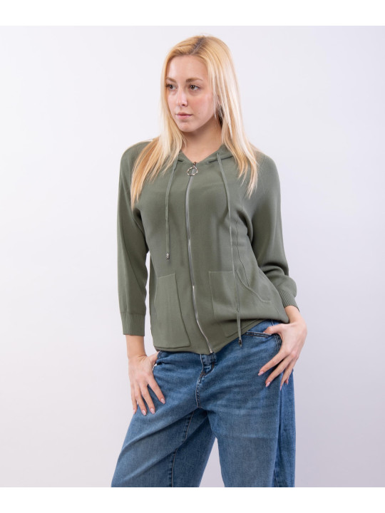 Maglia con zip e cappuccio