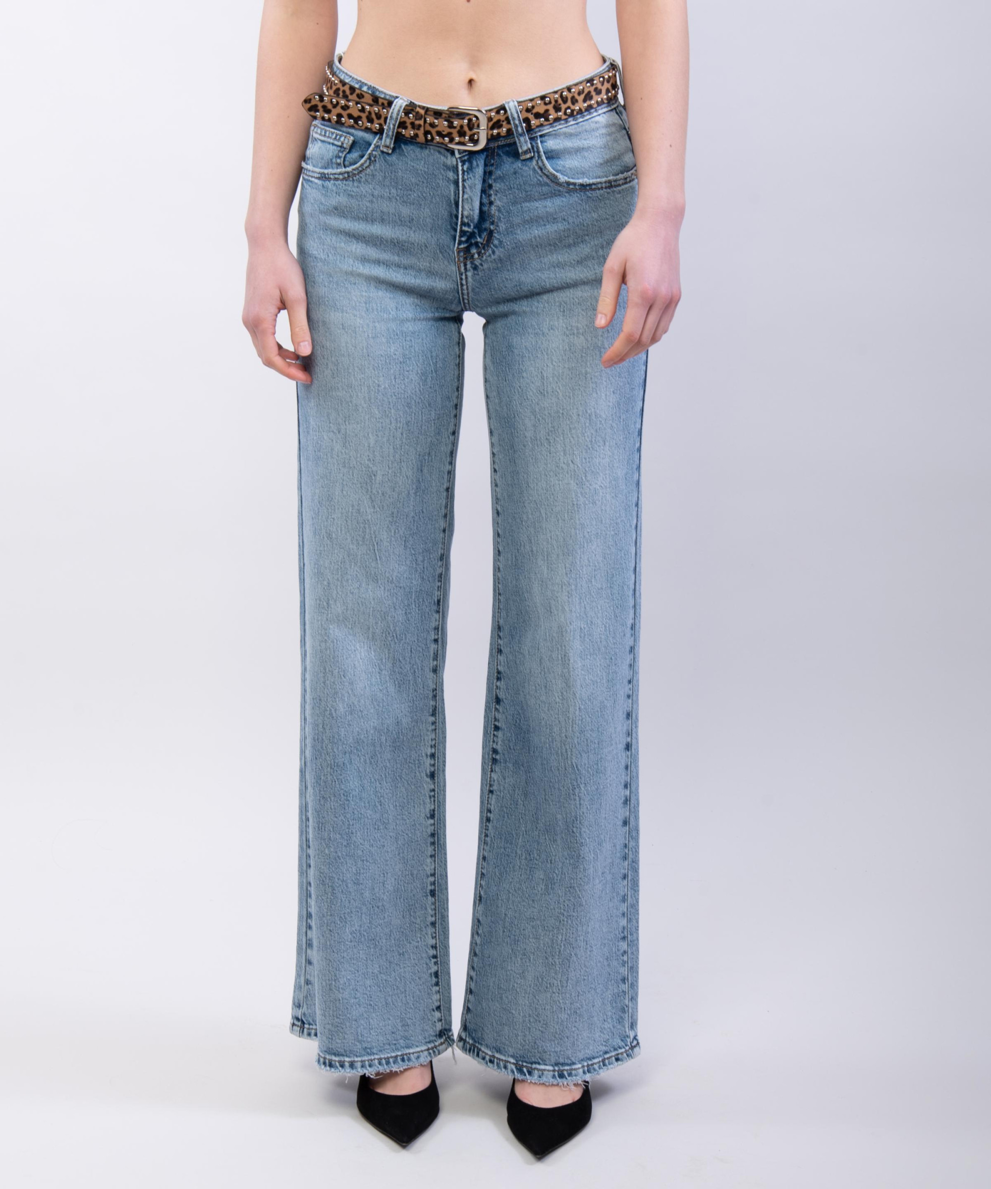 Jeans a Palazzo Low Rise con Cintura