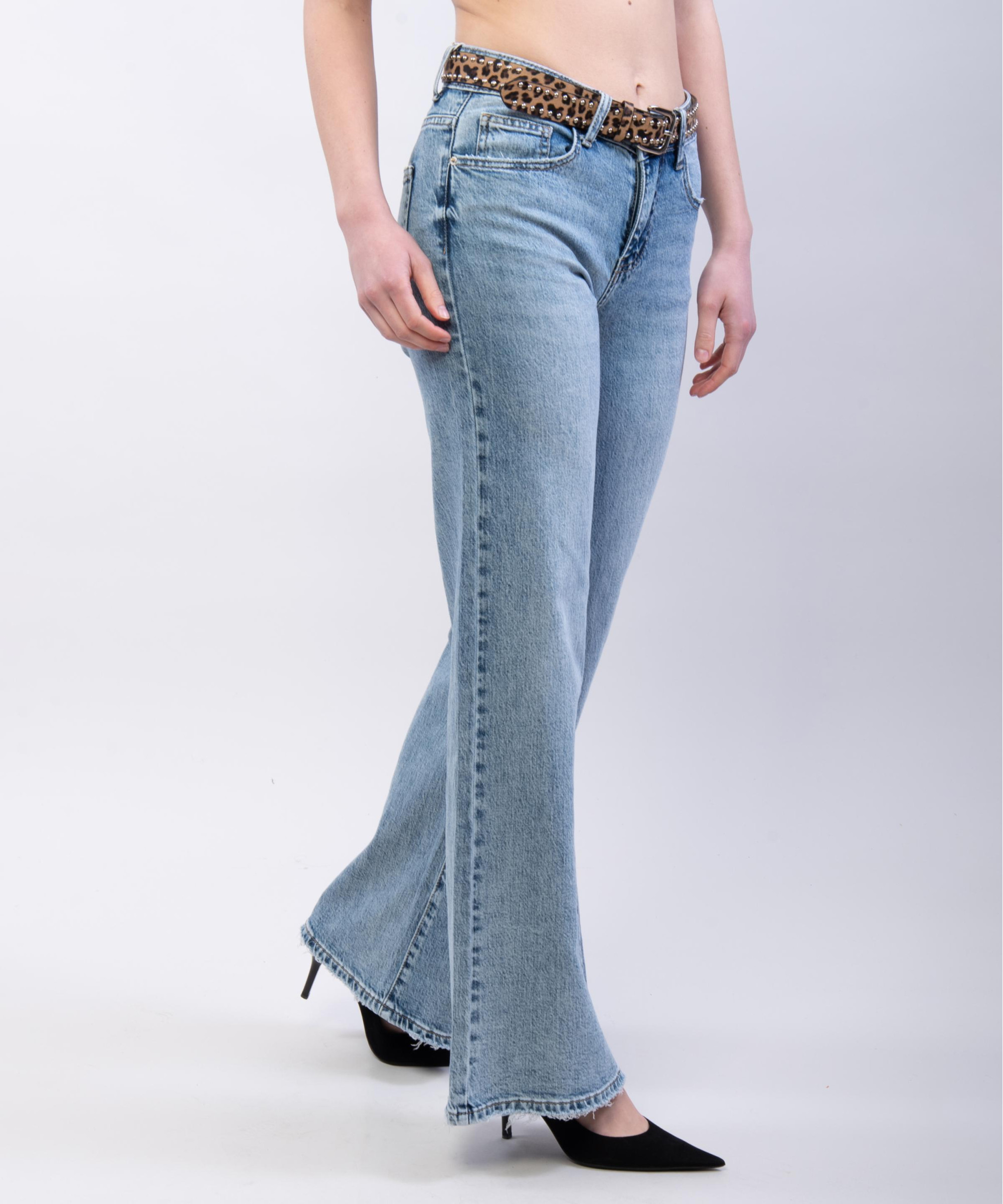 Jeans a Palazzo Low Rise con Cintura