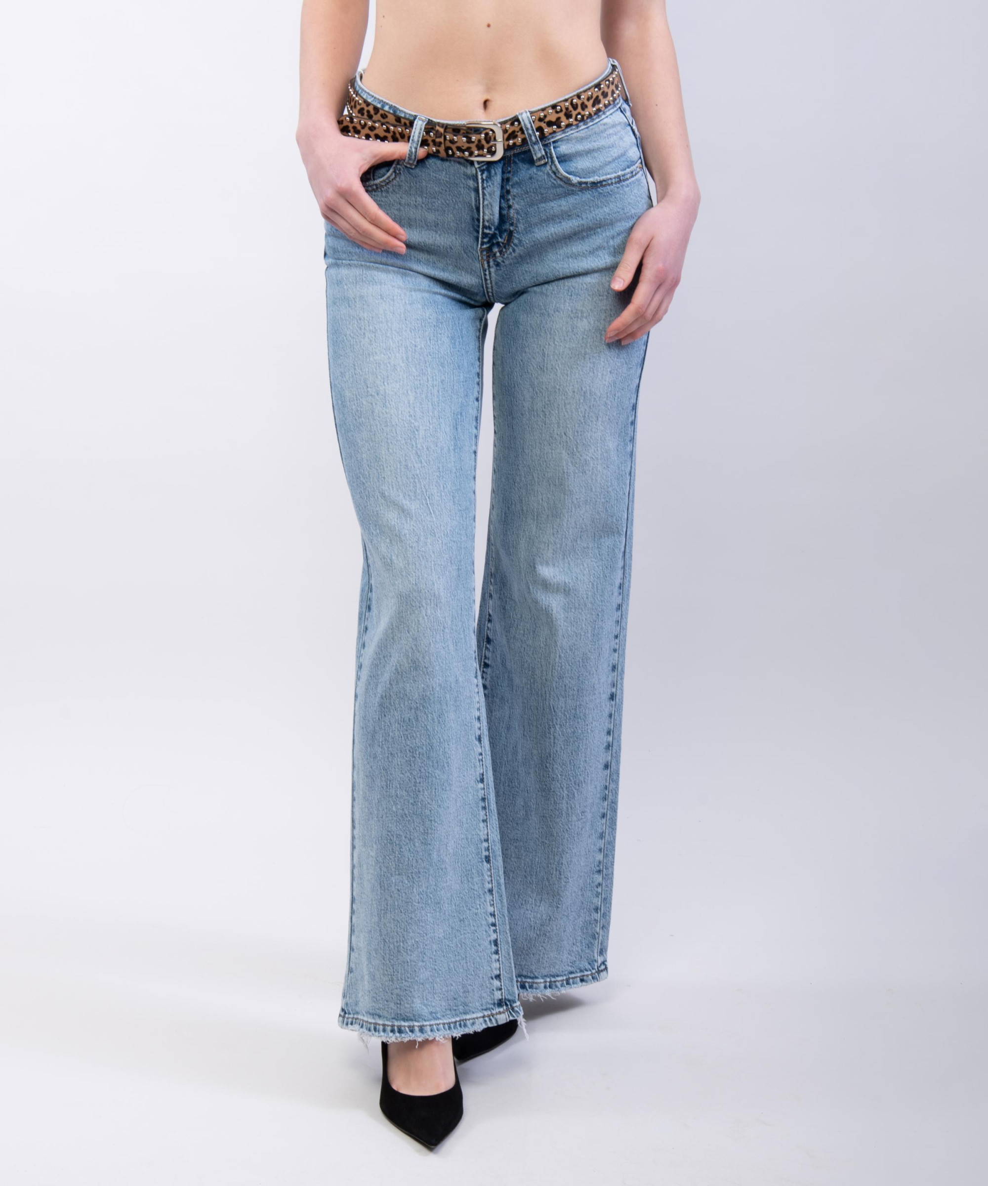 Jeans a Palazzo Low Rise con Cintura