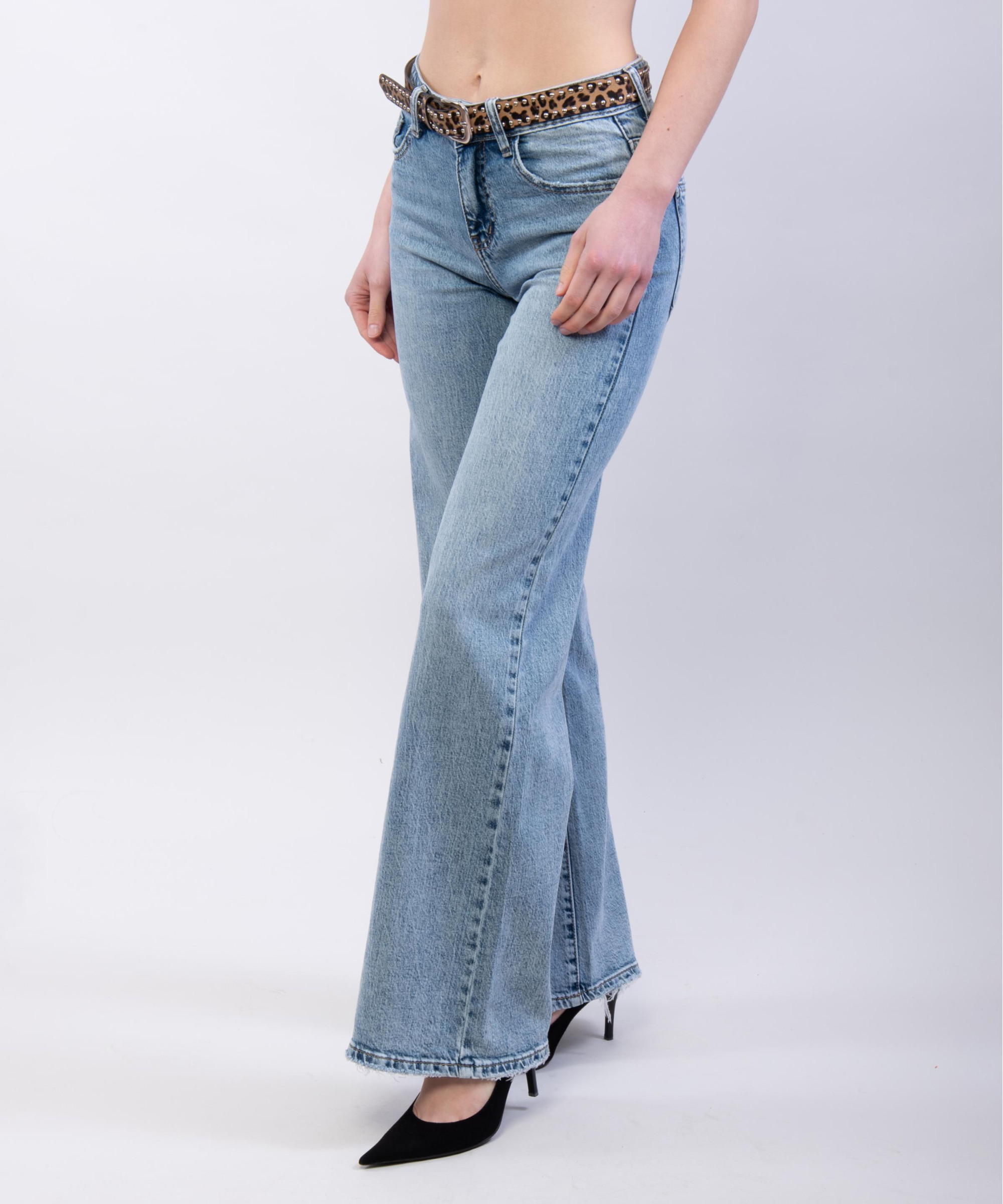 Jeans a Palazzo Low Rise con Cintura