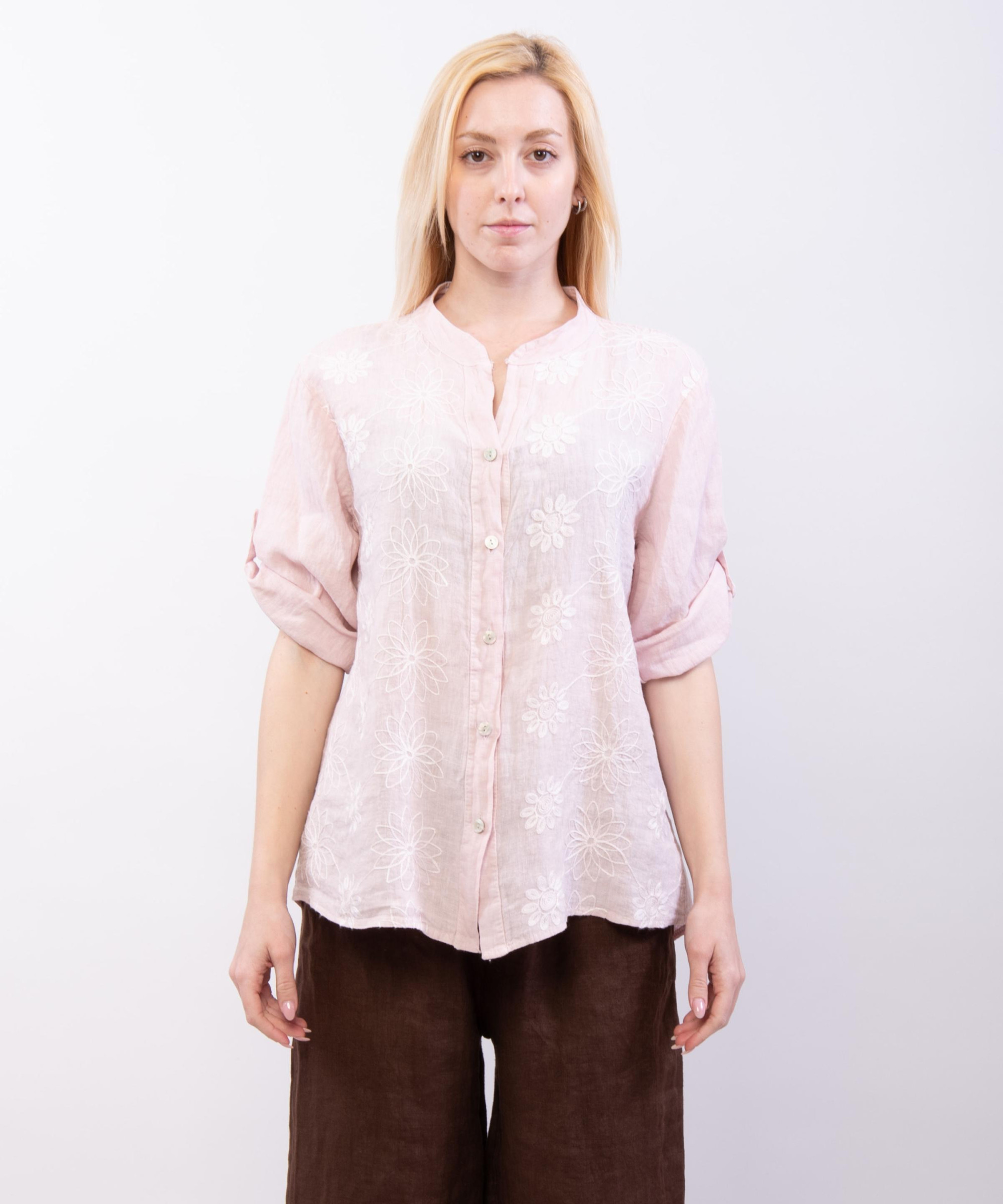 Camicia Lino Con ricamo