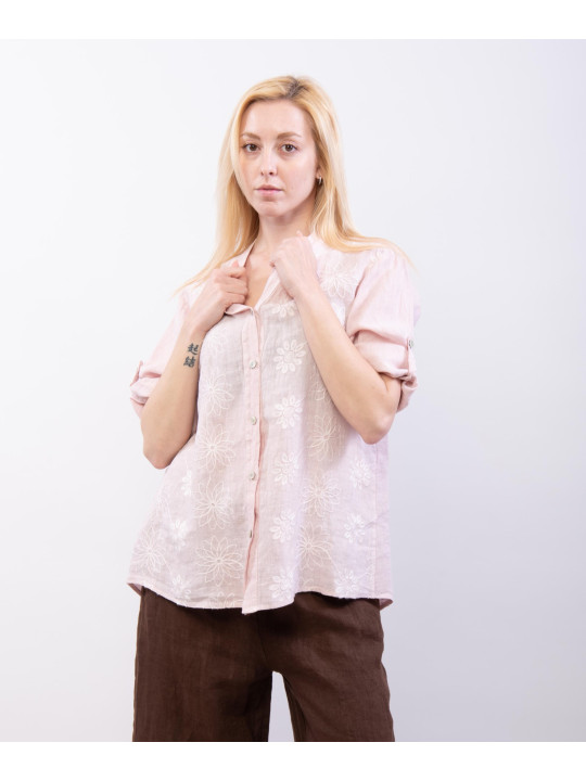 Camicia Lino Con ricamo
