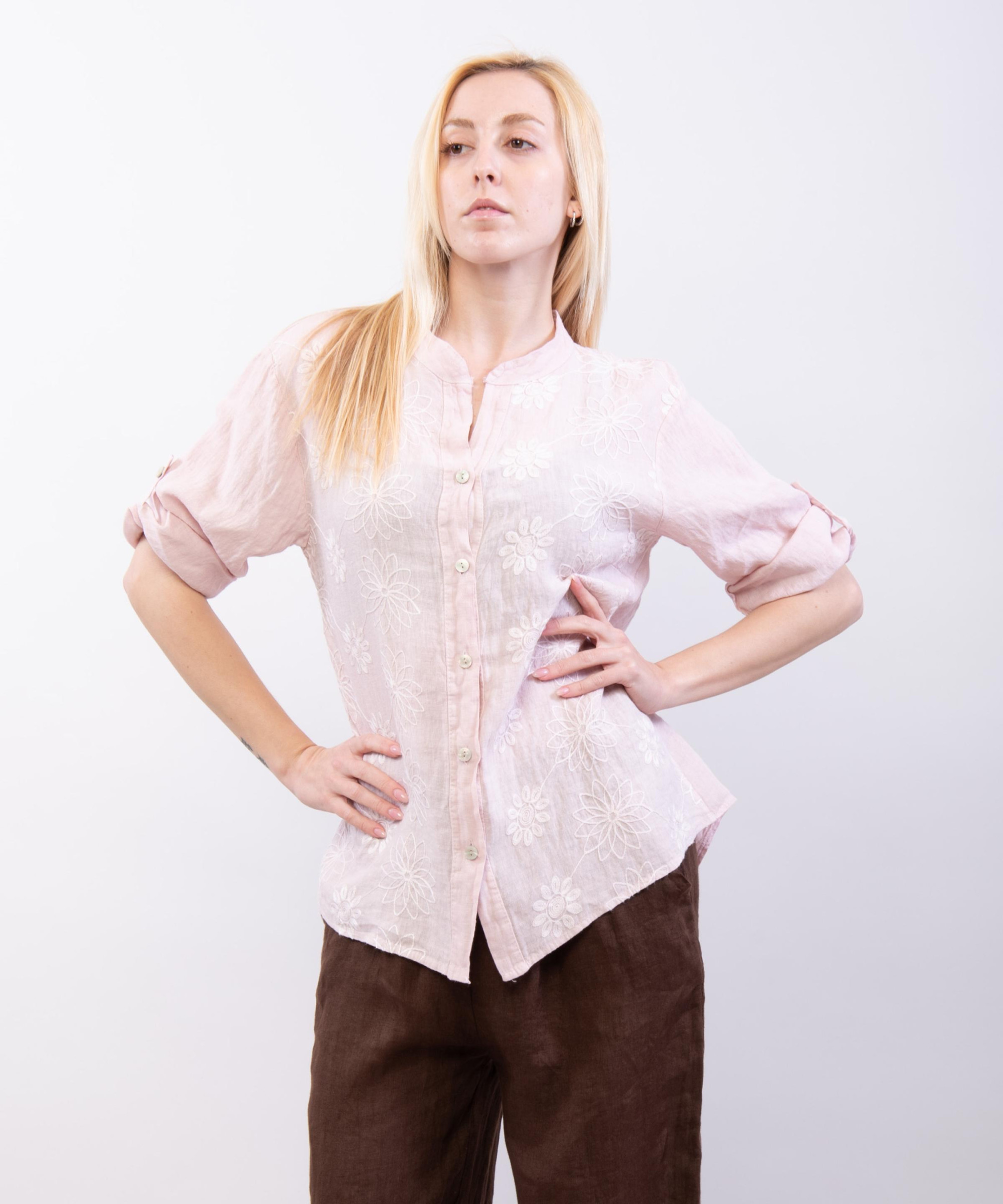 Camicia Lino Con ricamo