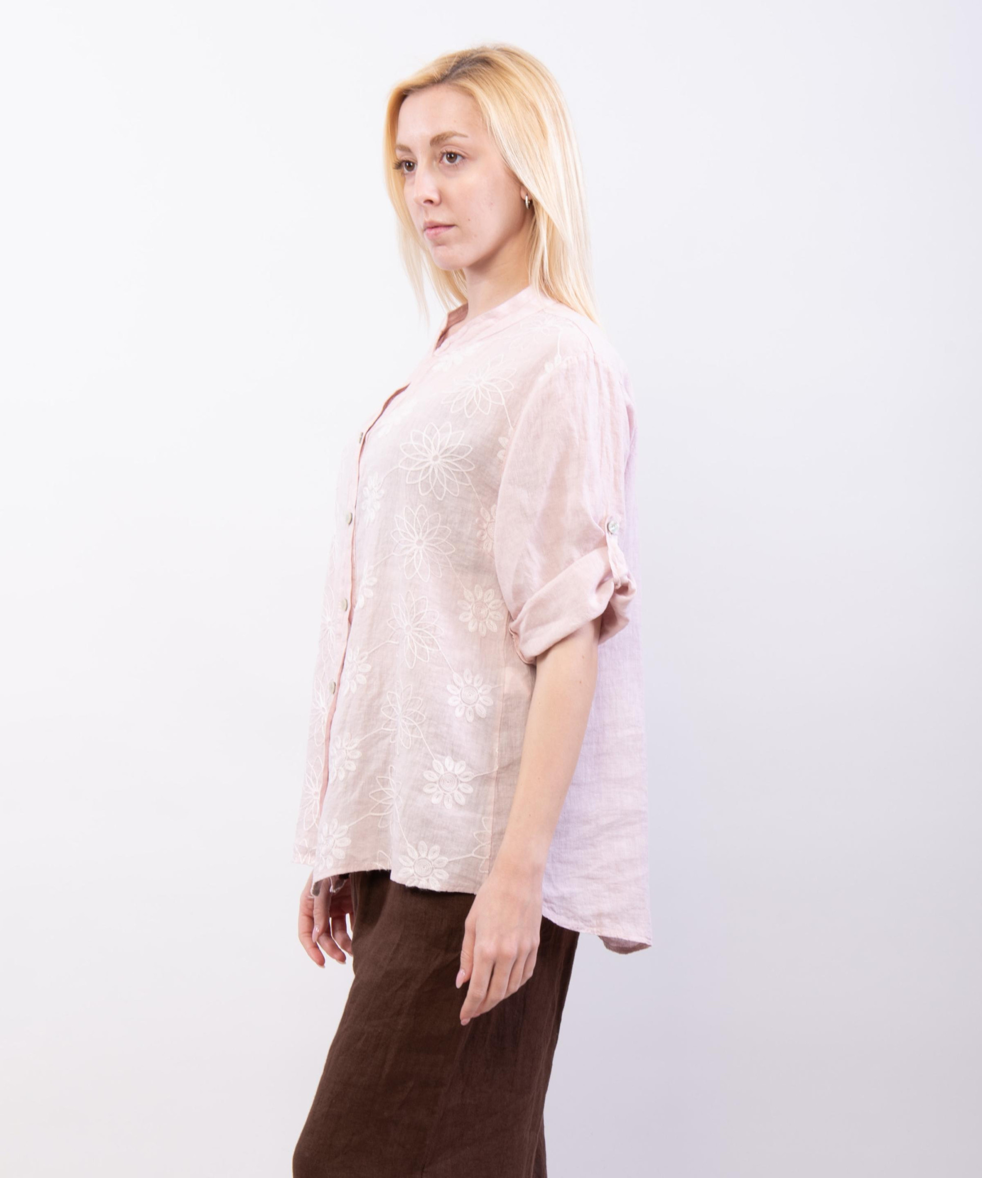 Camicia Lino Con ricamo