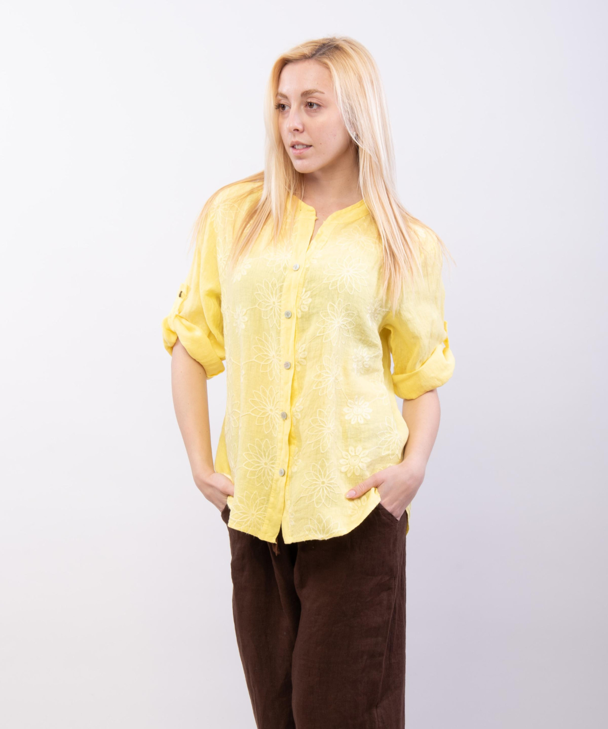 Camicia Lino Con ricamo