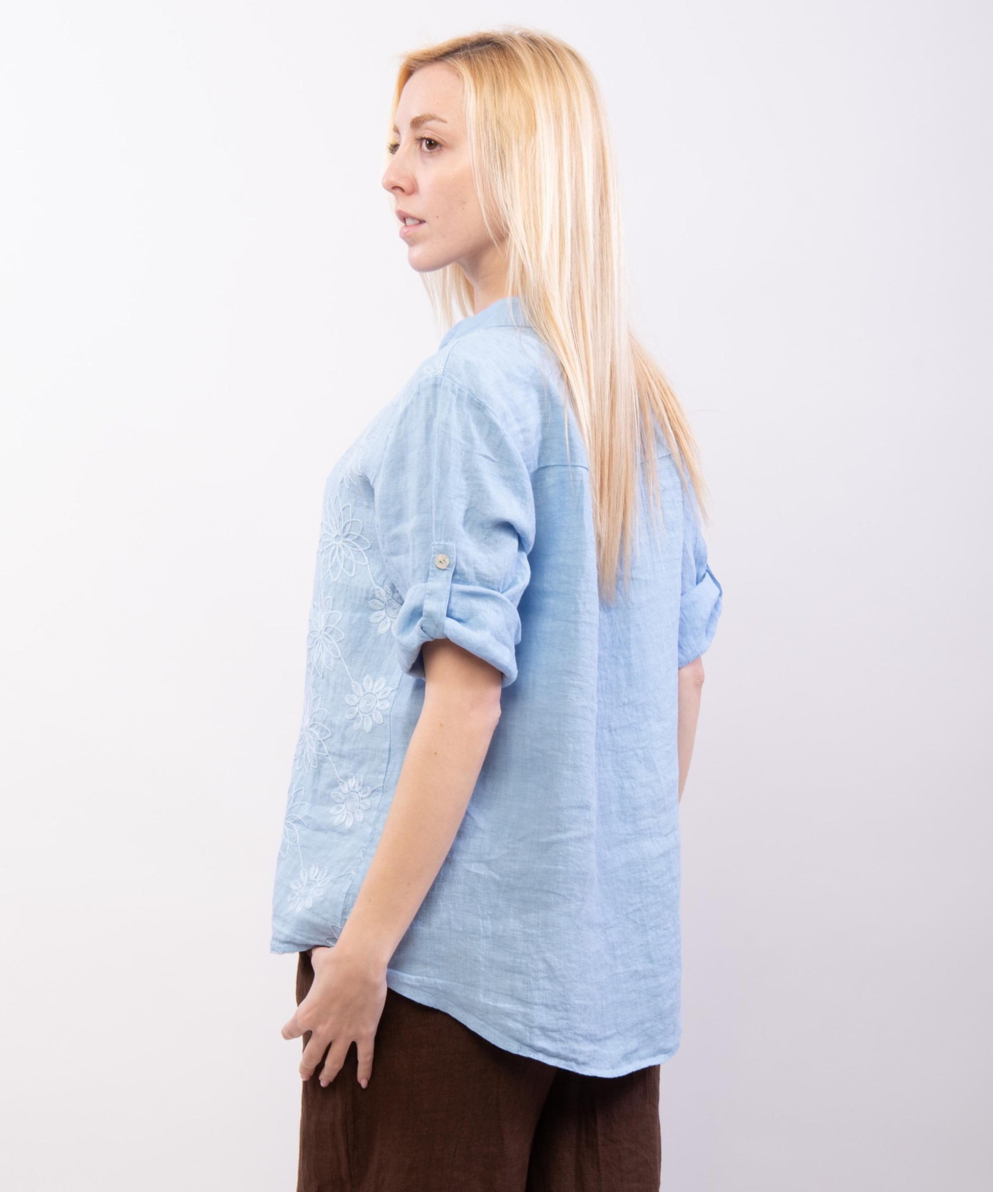 Camicia Lino Con ricamo