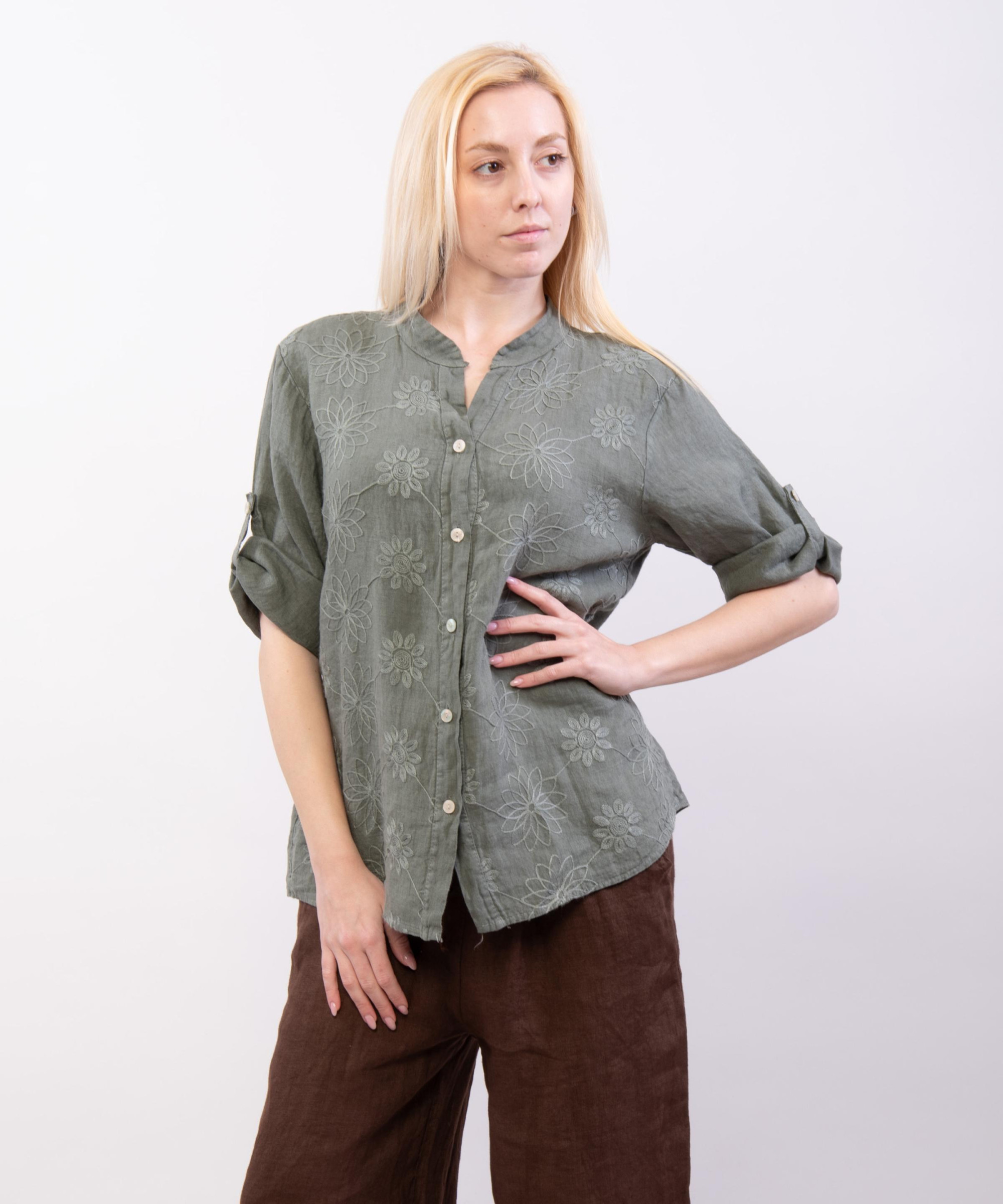 Camicia Lino Con ricamo