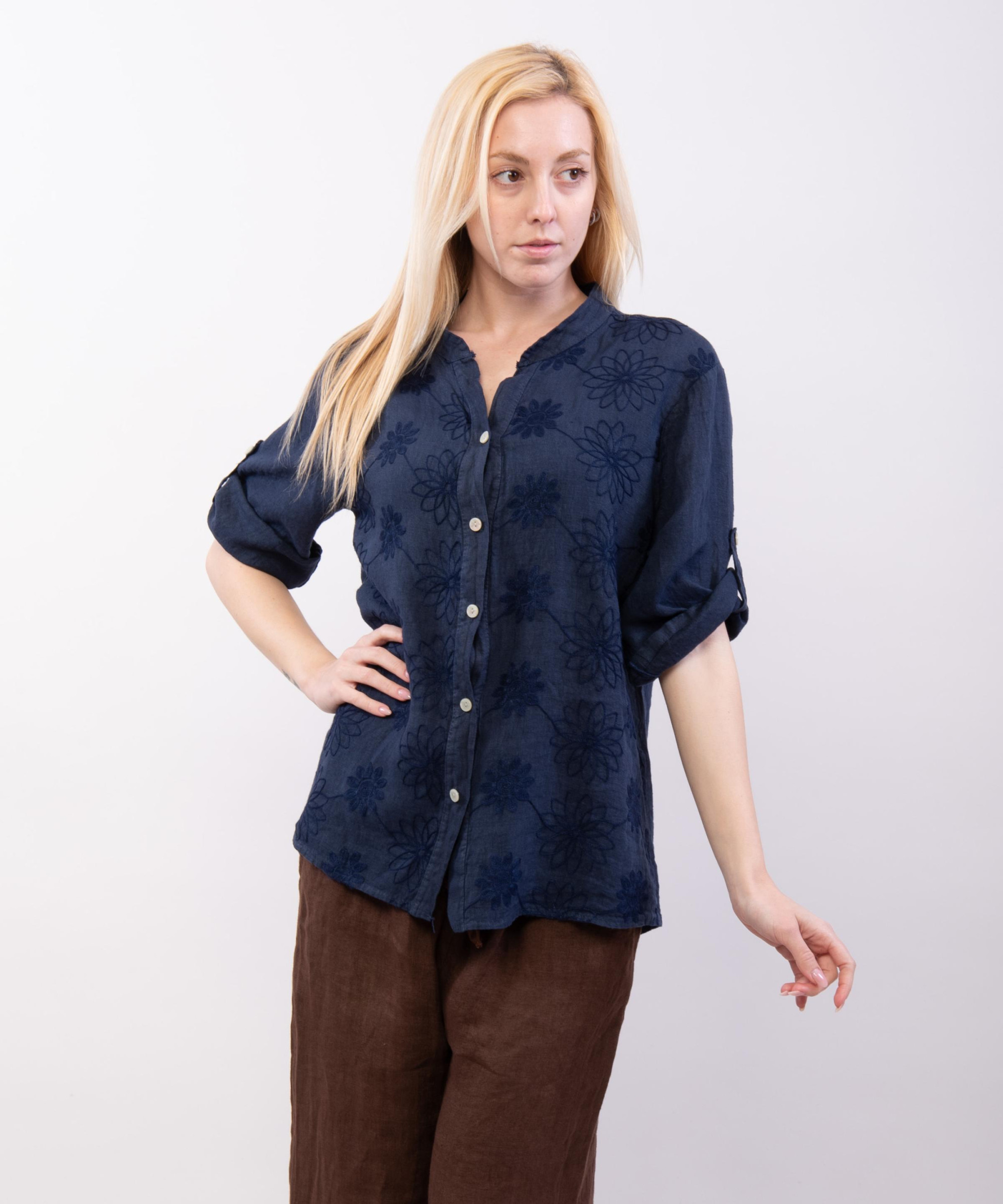 Camicia Lino Con ricamo