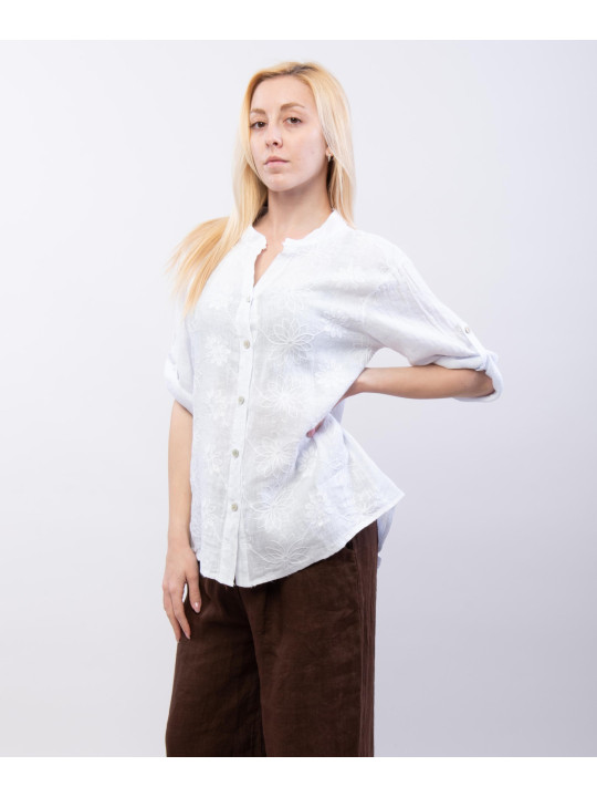 Camicia Lino Con ricamo