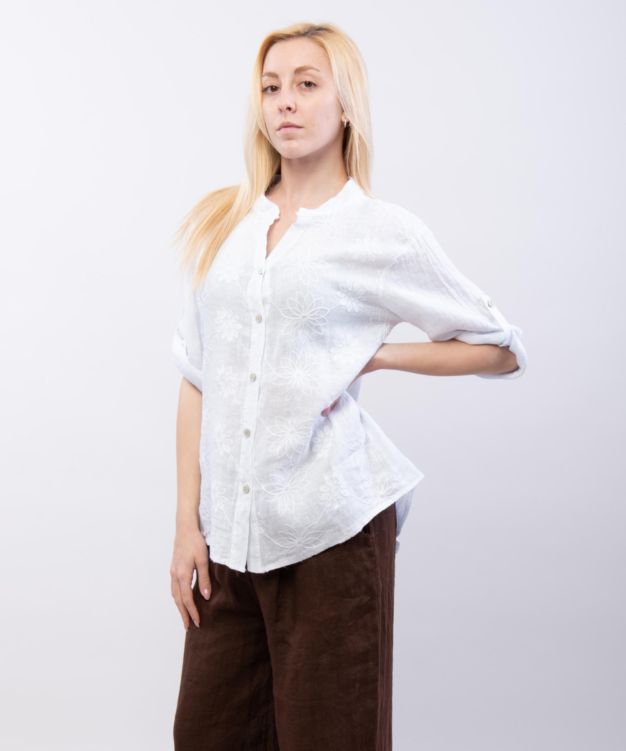 Camicia Lino Con ricamo