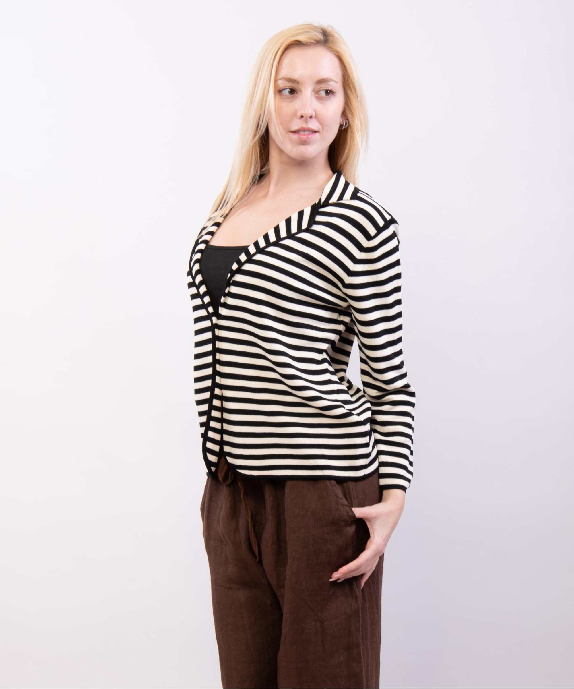 Blazer in Maglia a Righe