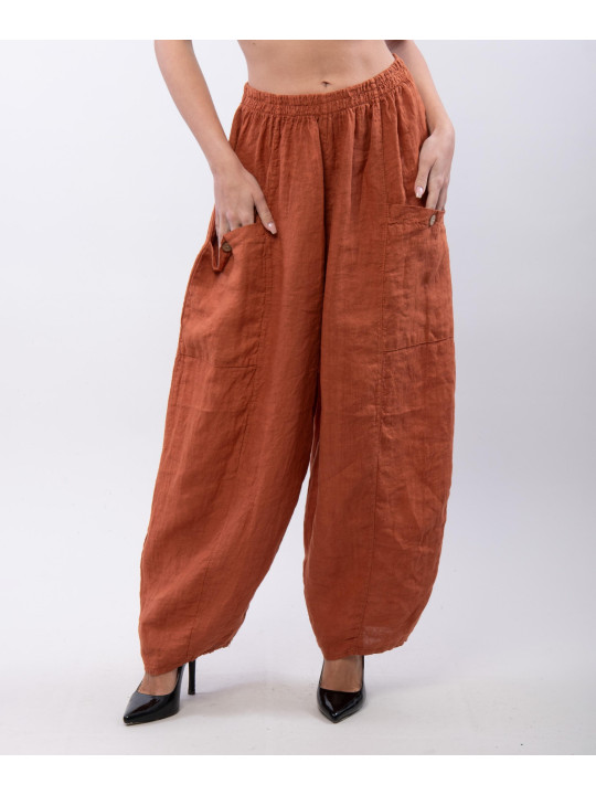Pantalone Lino a Palloncino con tasche