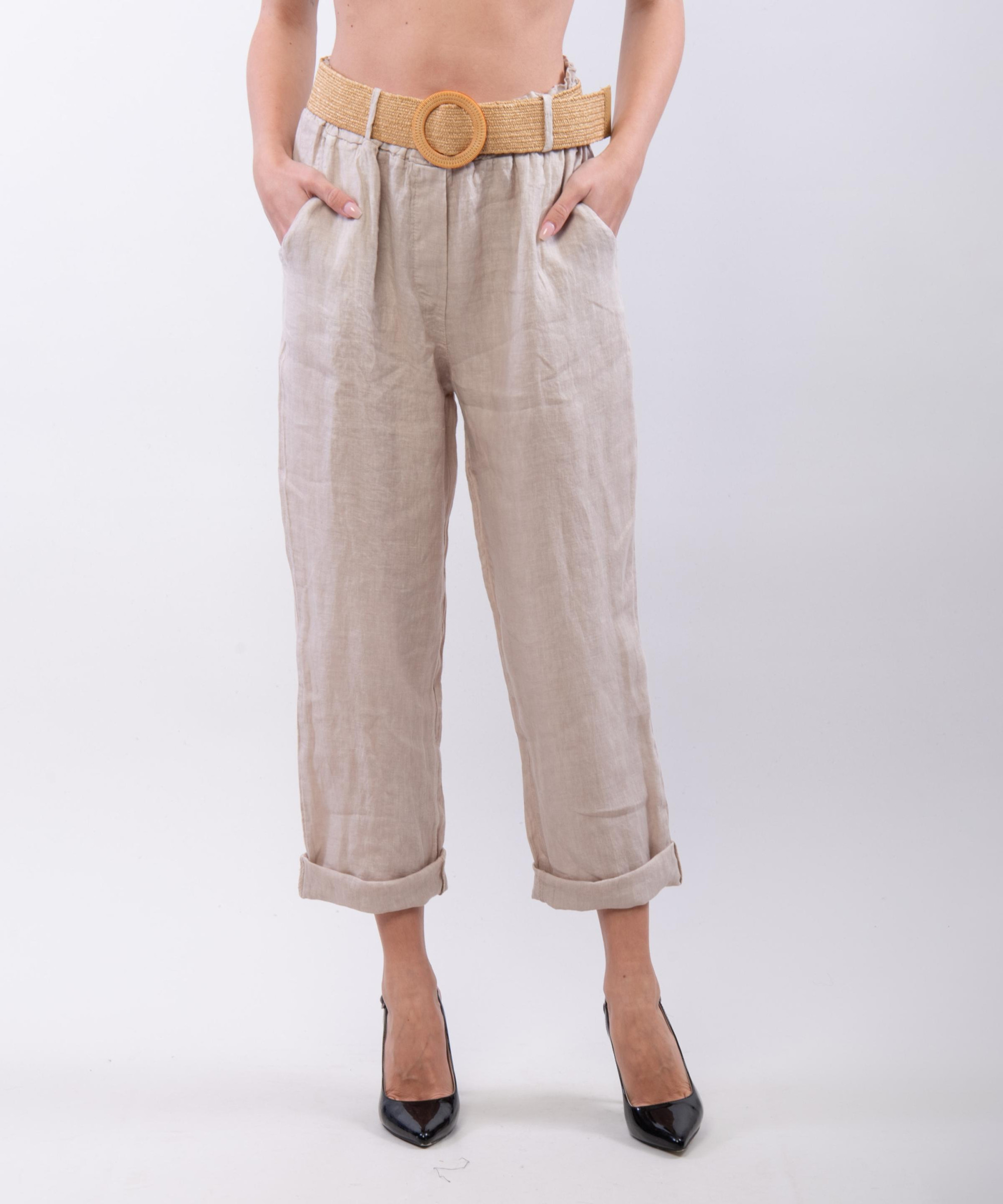 Pantalone lino con cintura