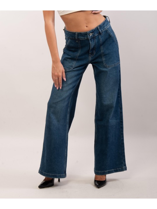 Jeans a palazzo con tasche frontali