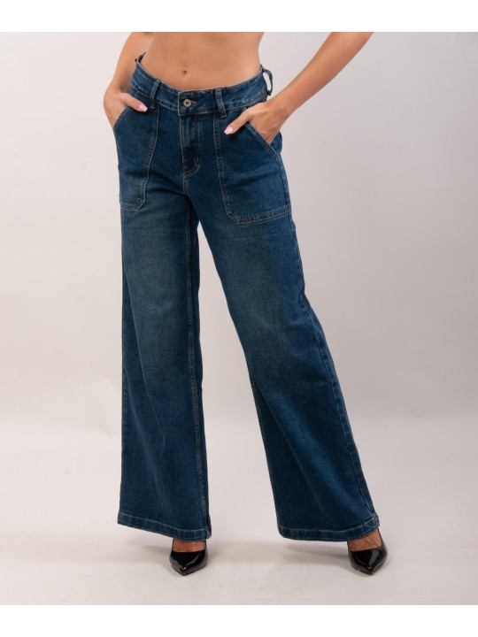 Jeans a palazzo con tasche frontali