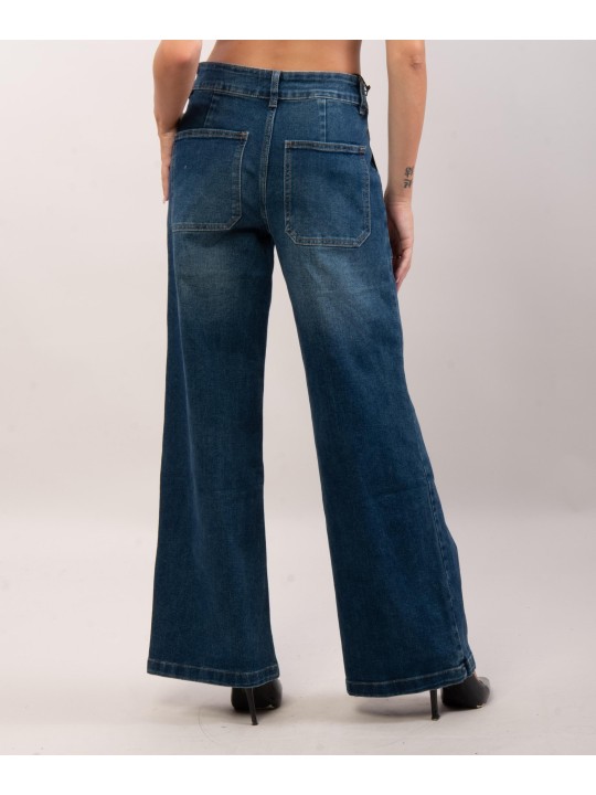 Jeans a palazzo con tasche frontali