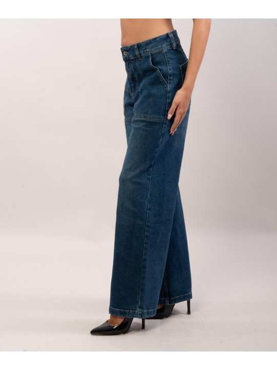 Jeans a palazzo con tasche frontali
