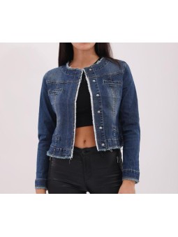 Giacca di jeans sfrangiata