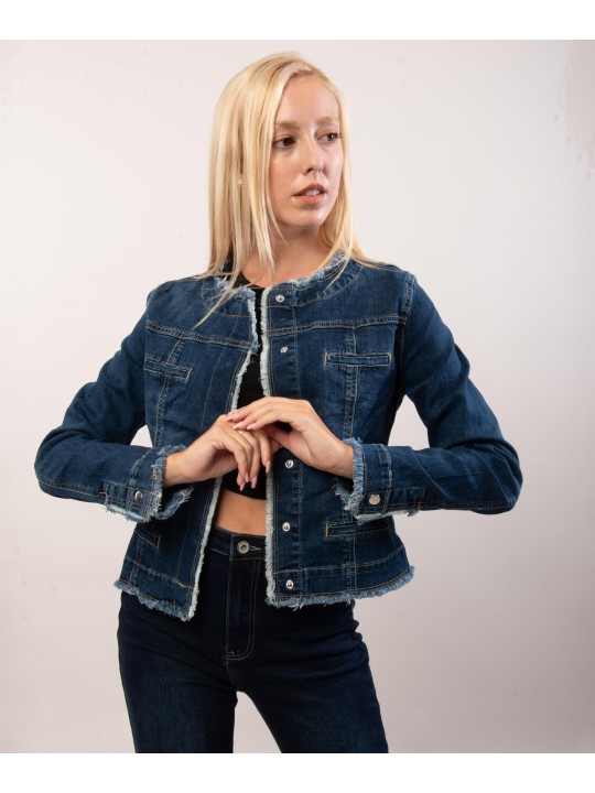 Giacca di jeans sfrangiata