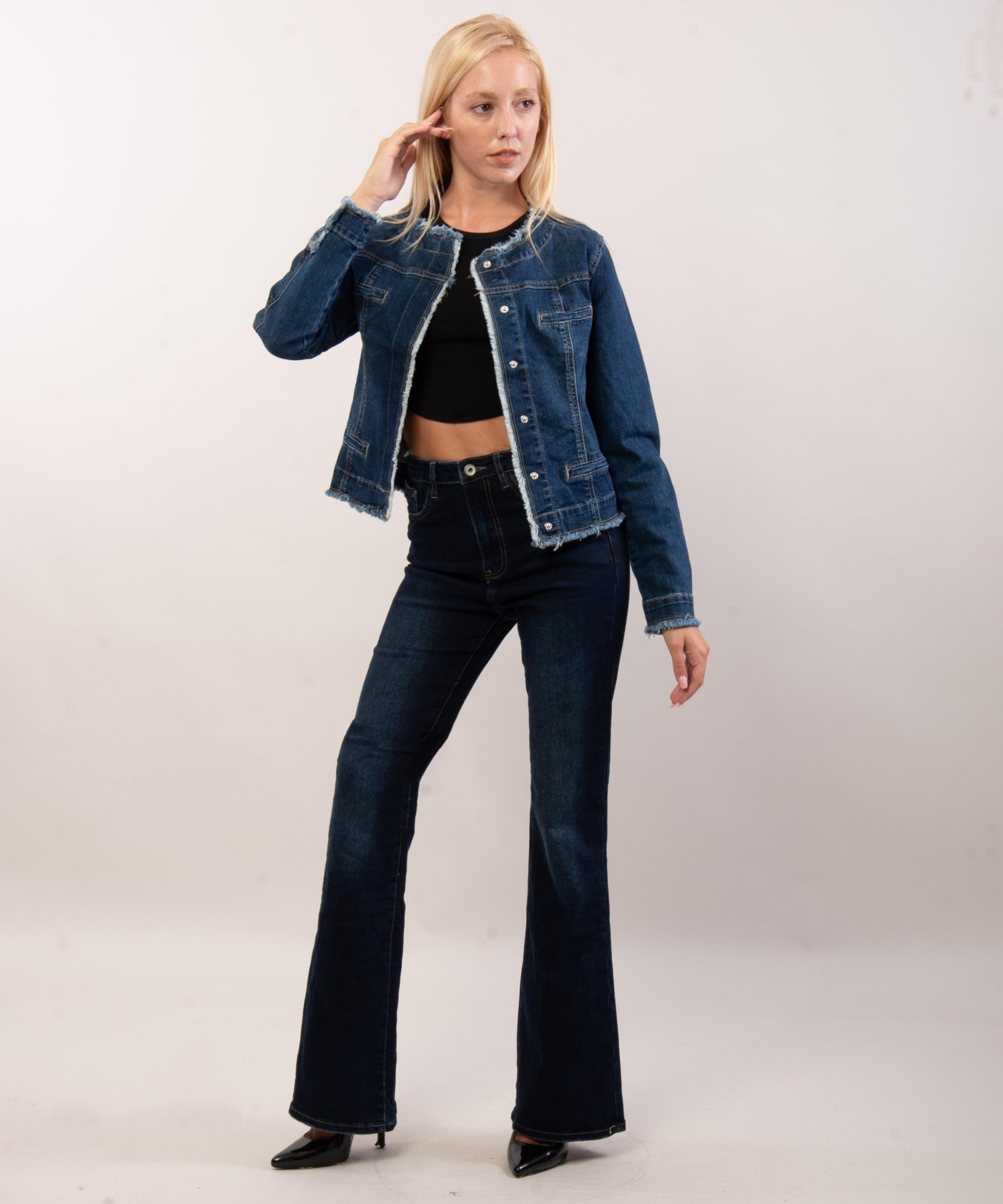 Giacca di jeans sfrangiata