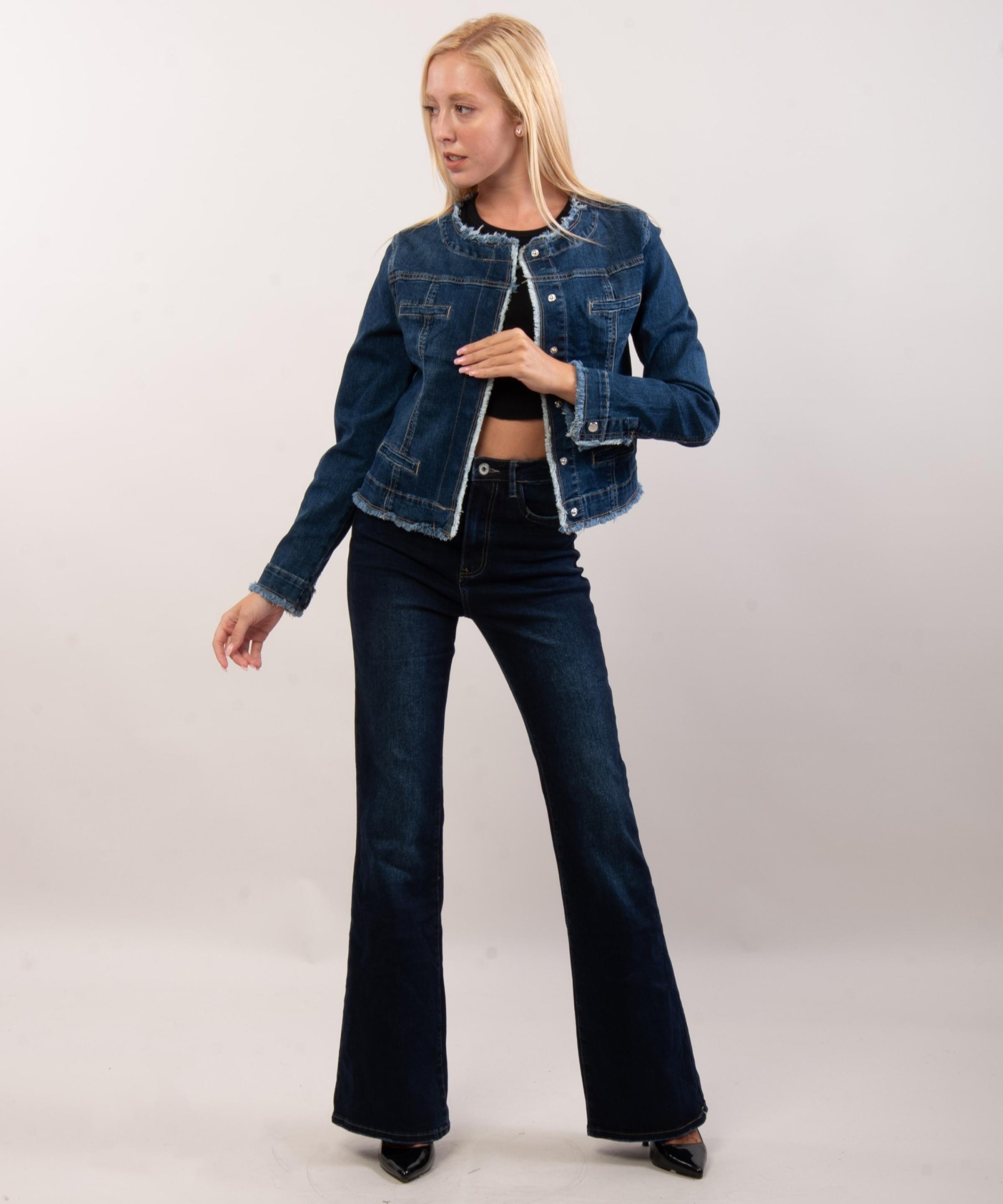 Giacca di jeans sfrangiata
