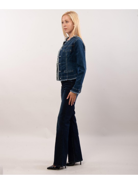 Giacca di jeans sfrangiata