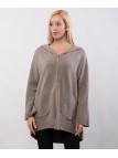 Felpa in maglia con cappuccio e zip