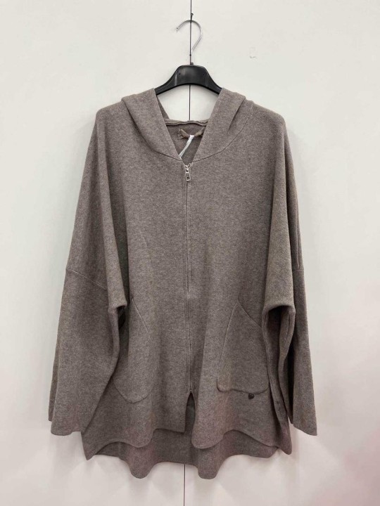 Felpa in maglia con cappuccio e zip