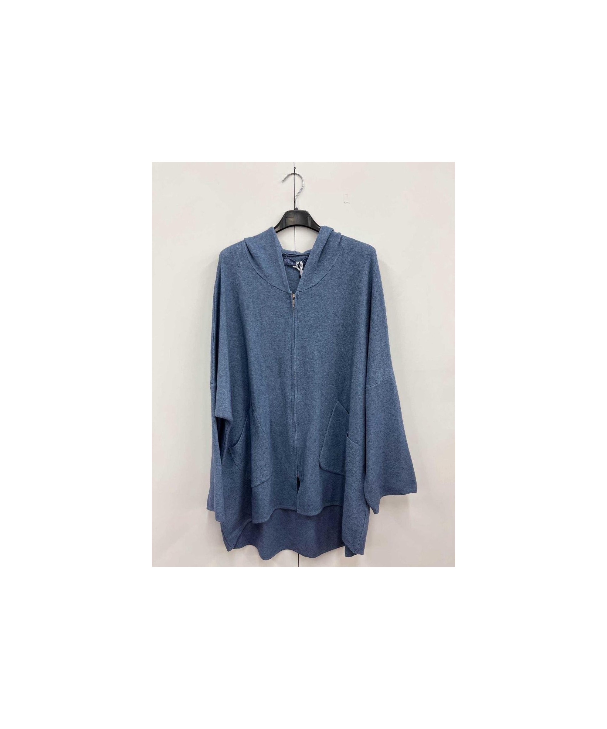 Felpa in maglia con cappuccio e zip