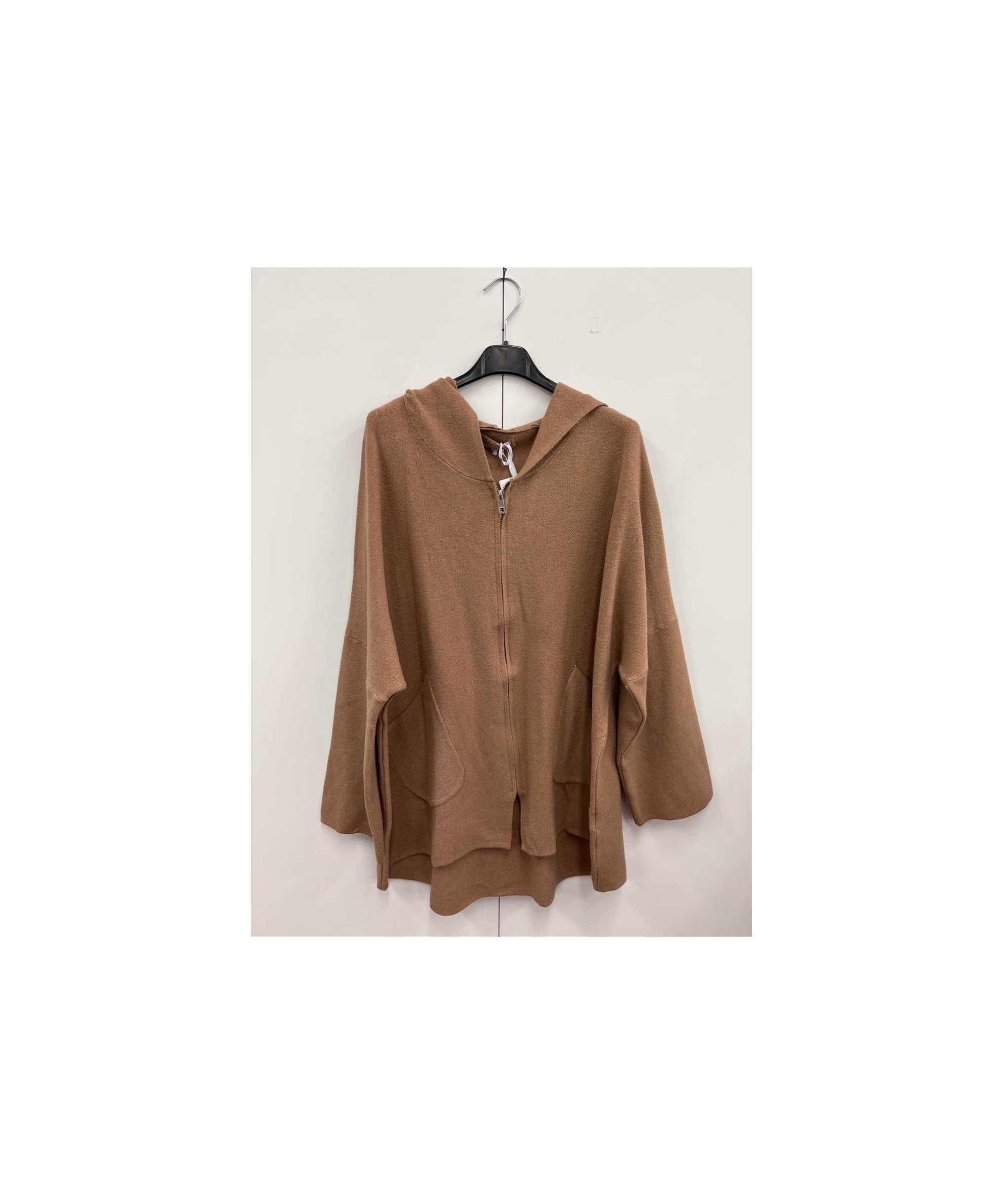 Felpa in maglia con cappuccio e zip