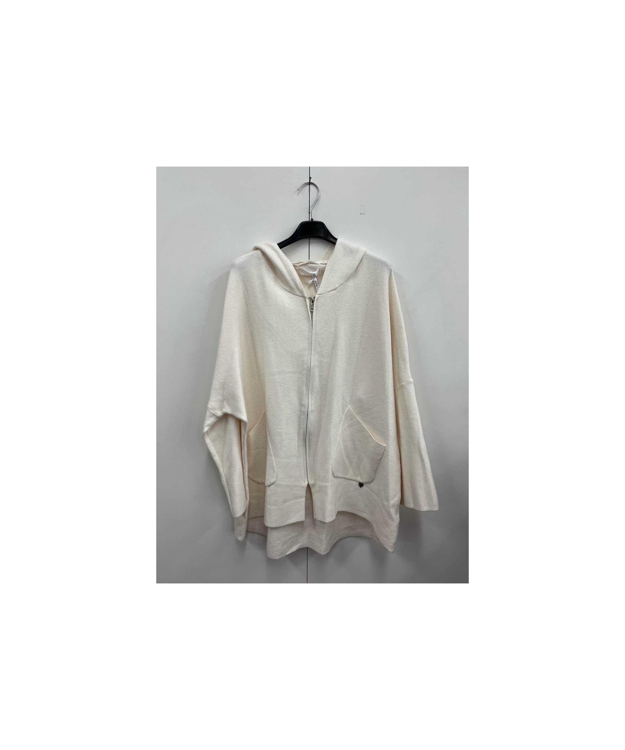 Felpa in maglia con cappuccio e zip