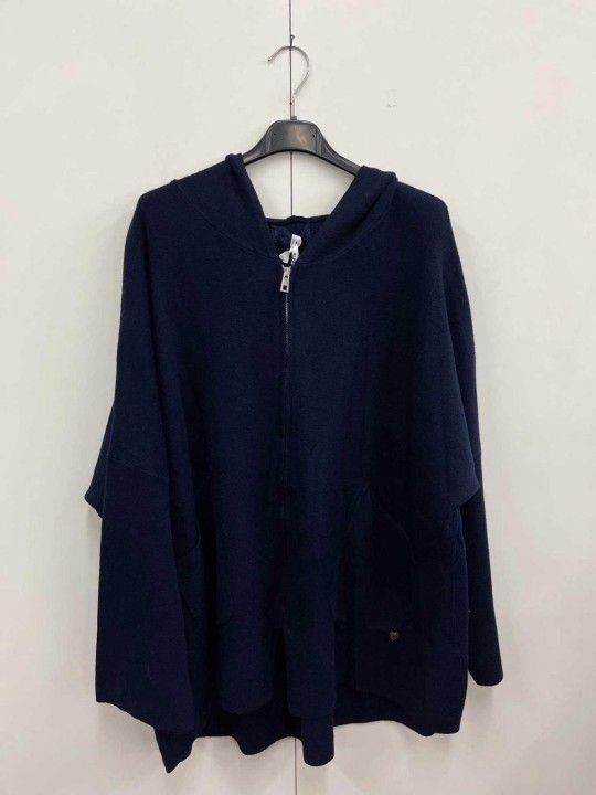 Felpa in maglia con cappuccio e zip