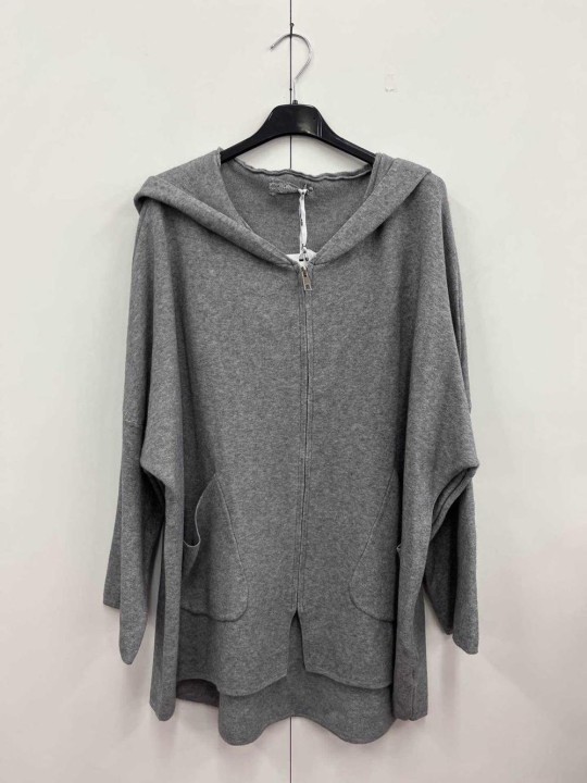Felpa in maglia con cappuccio e zip